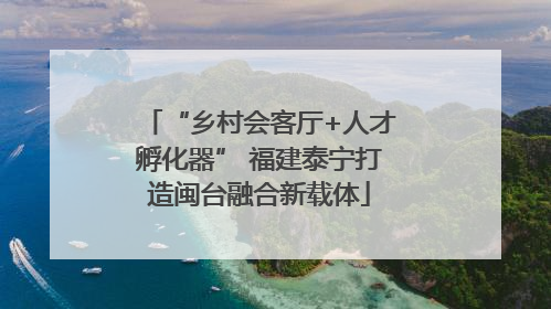 “乡村会客厅+人才孵化器” 福建泰宁打造闽台融合新载体
