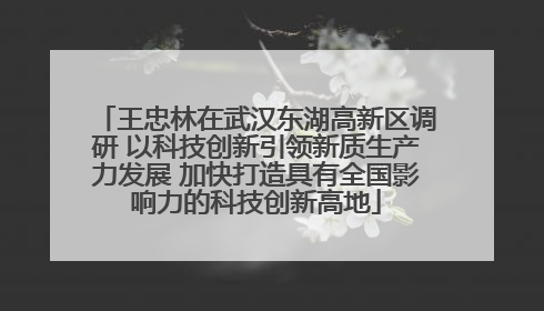 王忠林在武汉东湖高新区调研 以科技创新引领新质生产力发展 加快打造具有全国影响力的科技创新高地