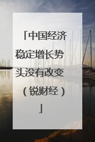 中国经济稳定增长势头没有改变（锐财经）