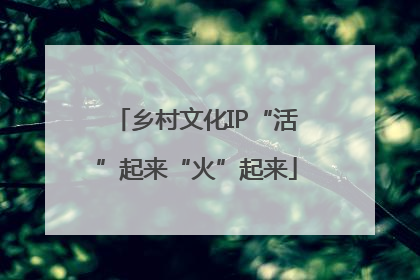 乡村文化IP“活”起来“火”起来
