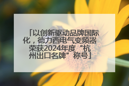 以创新驱动品牌国际化，德力西电气变频器荣获2024年度“杭州出口名牌”称号