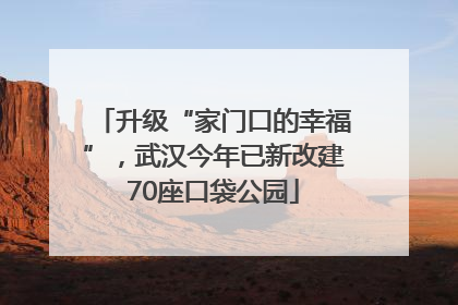 升级“家门口的幸福”，武汉今年已新改建70座口袋公园