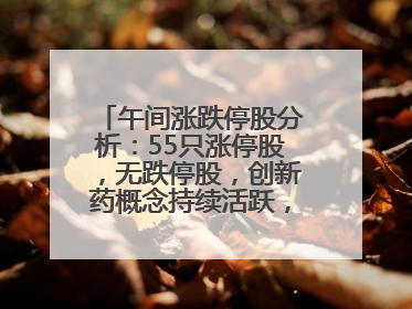 午间涨跌停股分析：55只涨停股，无跌停股，创新药概念持续活跃，昂利康6天4板，众生药业2连板