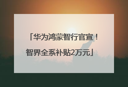 华为鸿蒙智行官宣！智界全系补贴2万元