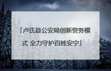 卢氏县公安局创新警务模式 全力守护百姓安宁