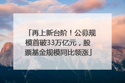 再上新台阶！公募规模首破33万亿元，股票基金规模同比领涨