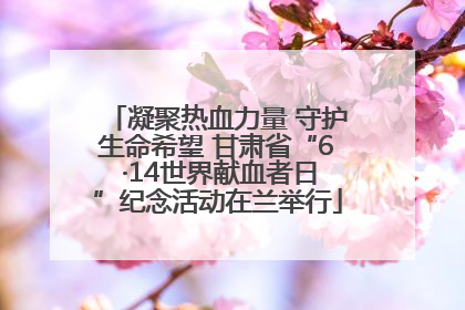 凝聚热血力量 守护生命希望 甘肃省“6 ·14世界献血者日”纪念活动在兰举行