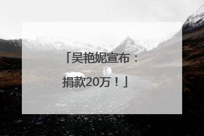 吴艳妮宣布：捐款20万！