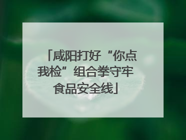 咸阳打好“你点我检”组合拳守牢食品安全线
