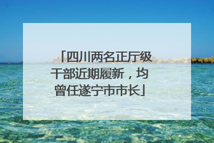 四川两名正厅级干部近期履新，均曾任遂宁市市长