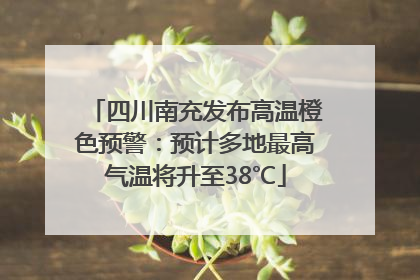 四川南充发布高温橙色预警：预计多地最高气温将升至38℃