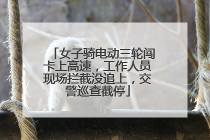女子骑电动三轮闯卡上高速，工作人员现场拦截没追上，交警巡查截停