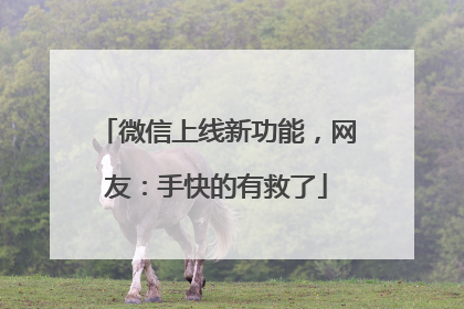 微信上线新功能，网友：手快的有救了
