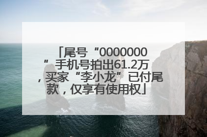 尾号“0000000”手机号拍出61.2万，买家“李小龙”已付尾款，仅享有使用权