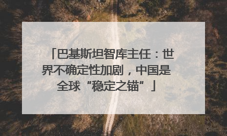 巴基斯坦智库主任：世界不确定性加剧，中国是全球“稳定之锚”