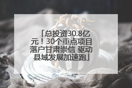 总投资30.8亿元！30个重点项目落户甘肃崇信 驱动县域发展加速跑