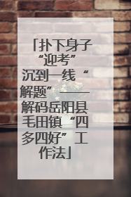 扑下身子“迎考” 沉到一线“解题”——解码岳阳县毛田镇“四多四好”工作法