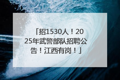 招1530人！2025年武警部队招聘公告！江西有岗！
