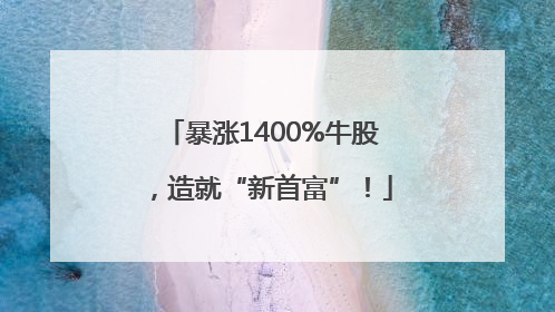 暴涨1400%牛股，造就“新首富”！