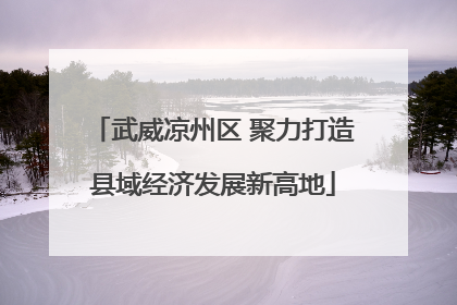 武威凉州区 聚力打造县域经济发展新高地
