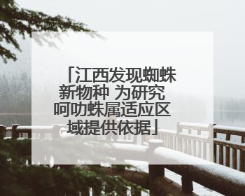 江西发现蜘蛛新物种 为研究呵叻蛛属适应区域提供依据