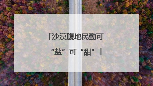 沙漠腹地民勤可“盐”可“甜”