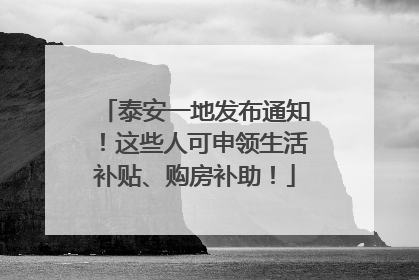 泰安一地发布通知！这些人可申领生活补贴、购房补助！