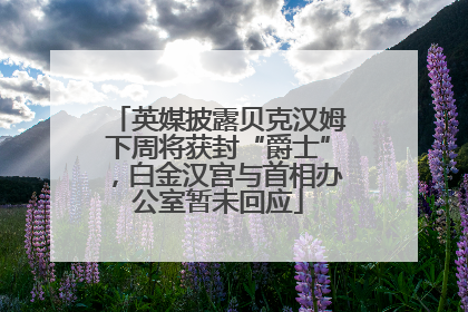英媒披露贝克汉姆下周将获封“爵士”，白金汉宫与首相办公室暂未回应