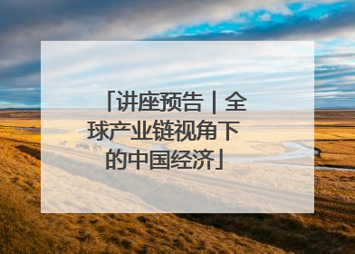 讲座预告｜全球产业链视角下的中国经济