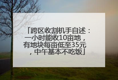 跨区收割机手自述：一小时能收10亩地，有地块每亩低至35元，中午基本不吃饭