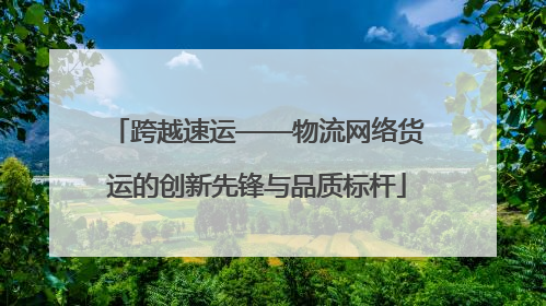 跨越速运——物流网络货运的创新先锋与品质标杆