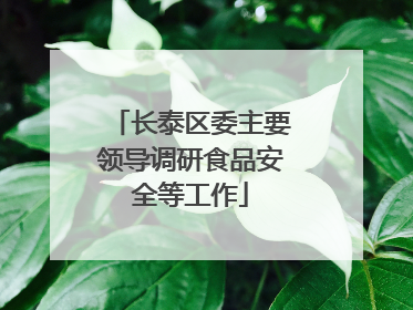 长泰区委主要领导调研食品安全等工作
